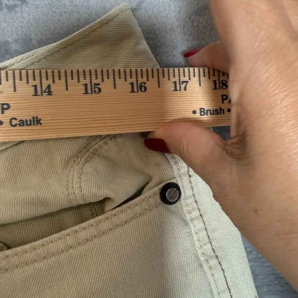 Ring of Fire Slim Straight Jeans Mens 34x27 Cream Khaki Denim Pants Casual